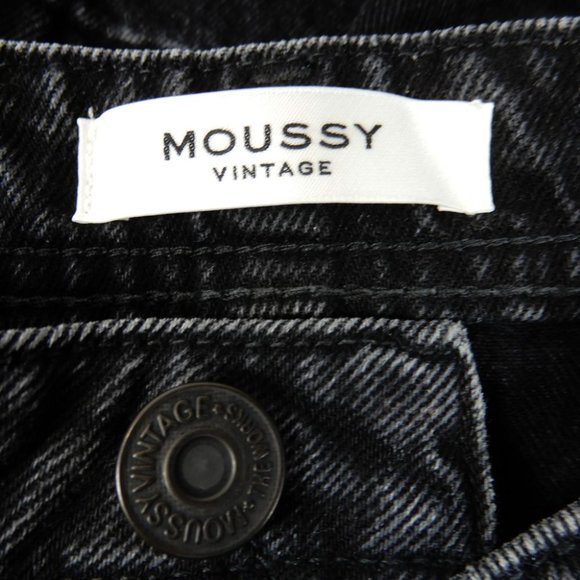MOUSSY VINTAGE Elba JEANS Size 29 Wide Crop Raw Hem Black Denim NEW $325 - Picture 6 of 13